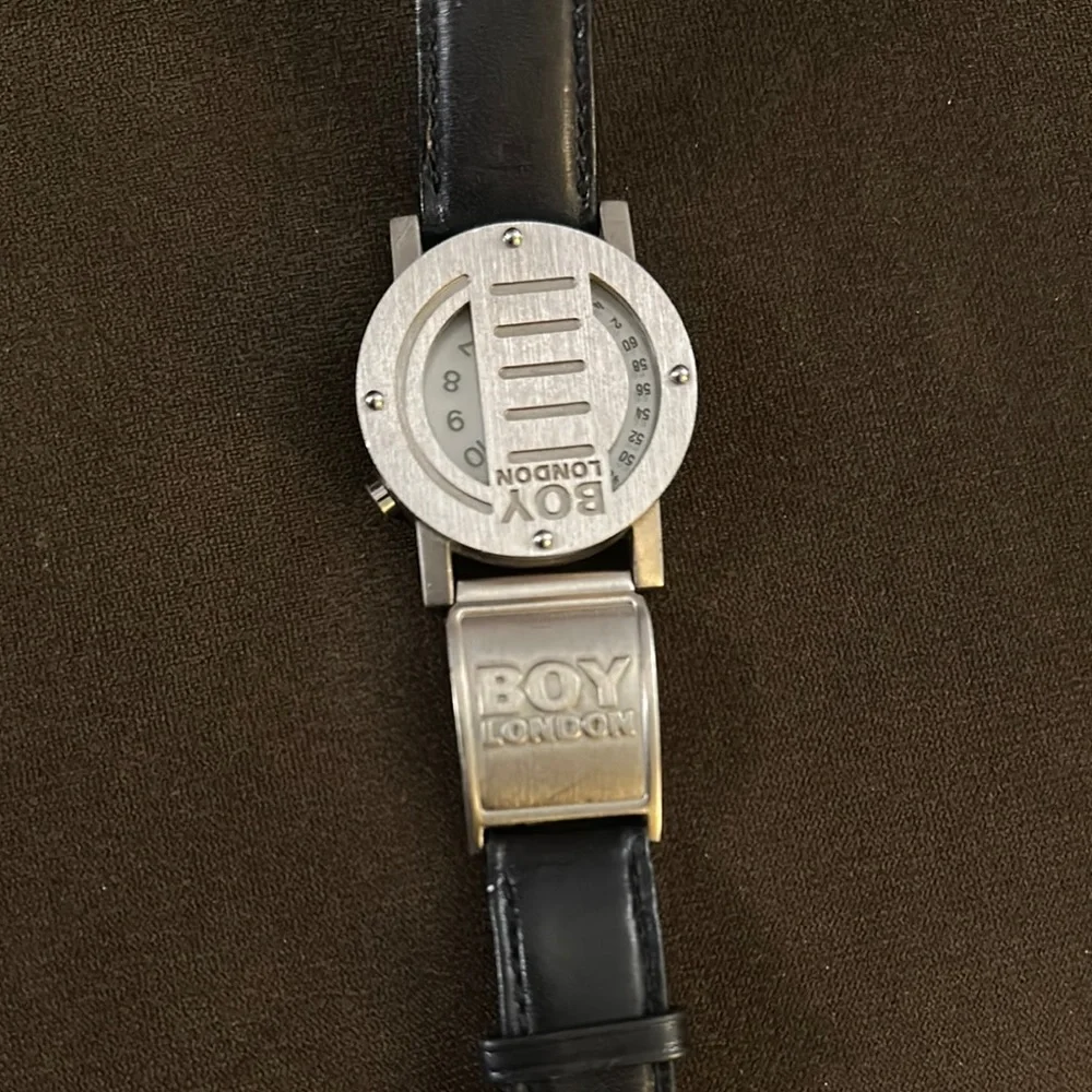 BOY London Unisex Leather Strap Watch – Silver/Black - Picture 3 of 13